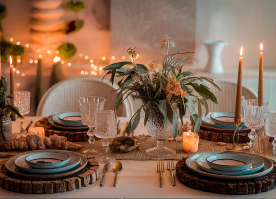 hyper-curated dinner setup